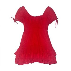 B.Darlin Red Tiered Ruffle Mini Dress, size 3/4